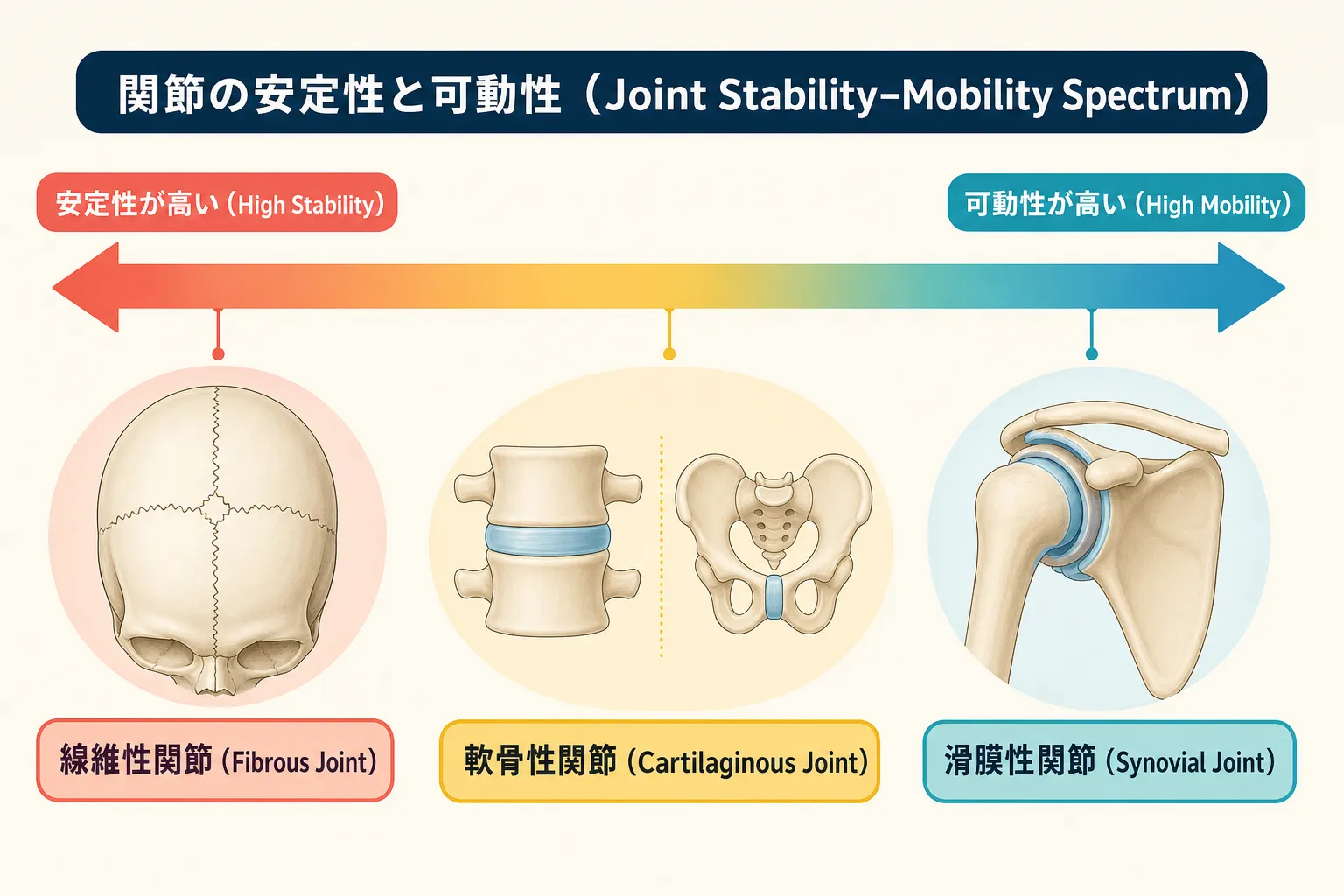 関節の安定性と可動性（Joint Stability–Mobility Spectrum）