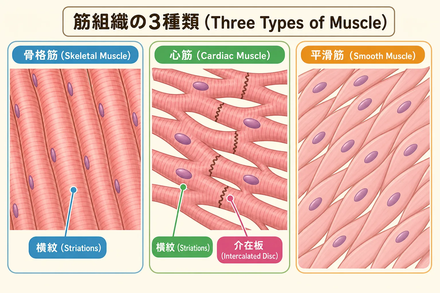 筋組織の3種類(Three Types of Muscle)